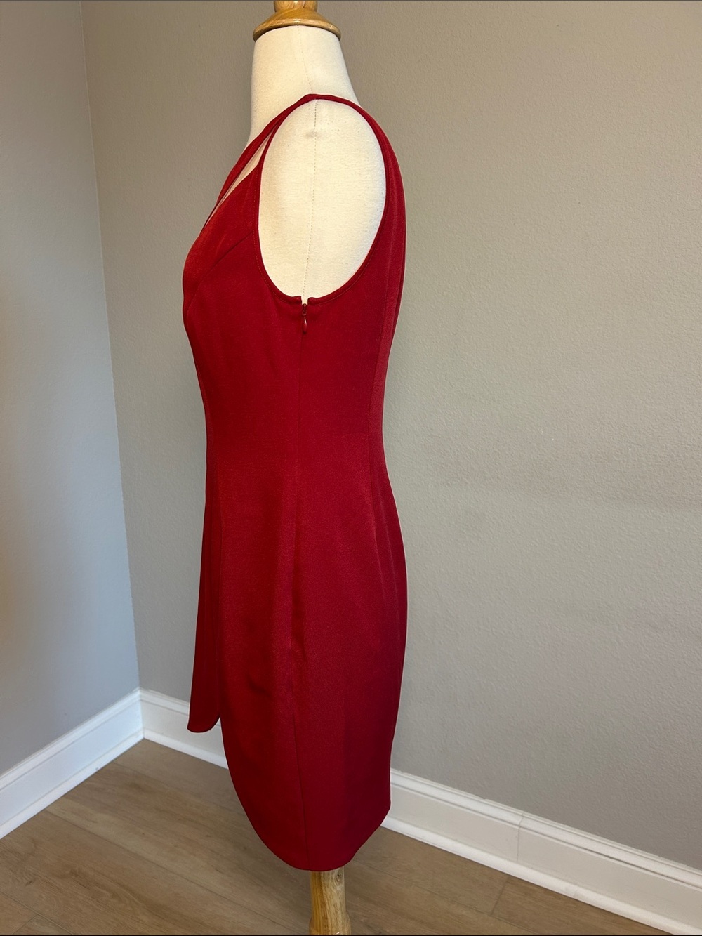 Michael Costello x REVOLVE Hanna Mini Dress one-shoulder asymmetrical Red size M - Picture 6 of 16